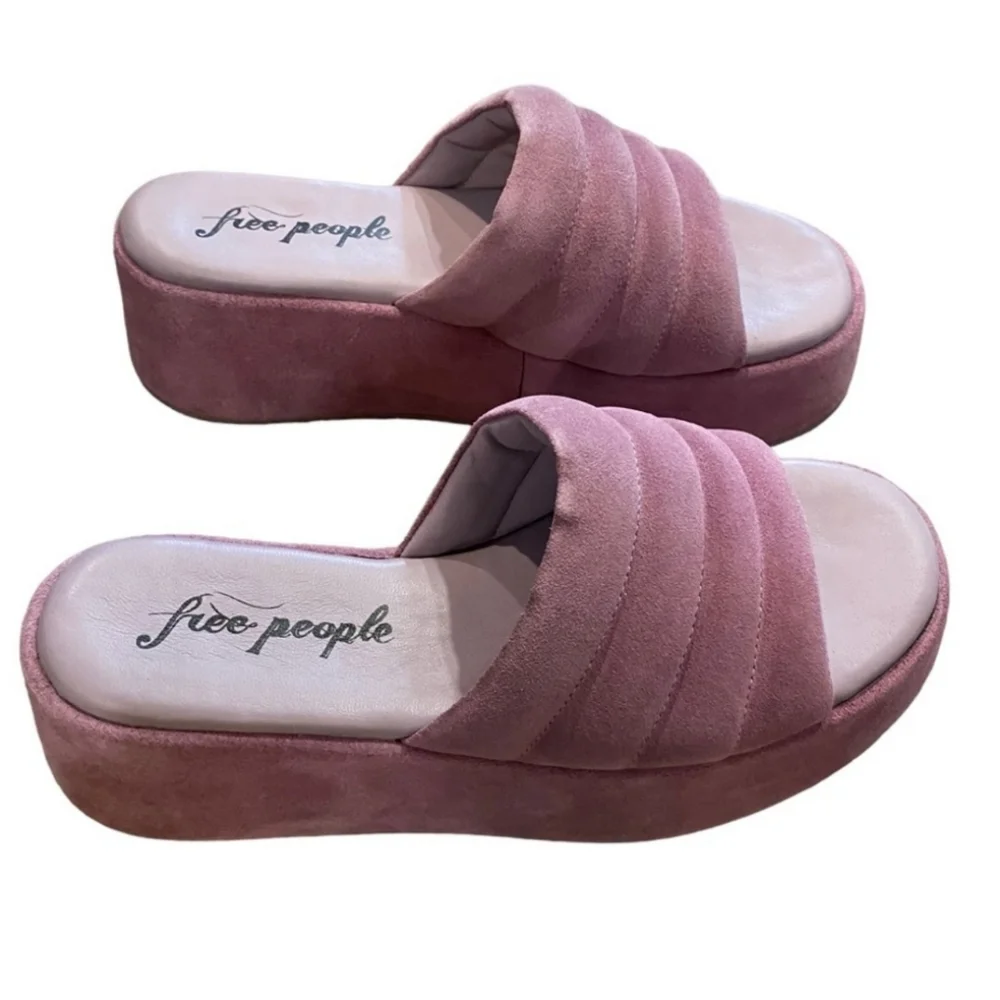 Free People Almost Paradise Suede Platform Slip in Orchid Pink 37.5 / 7.0